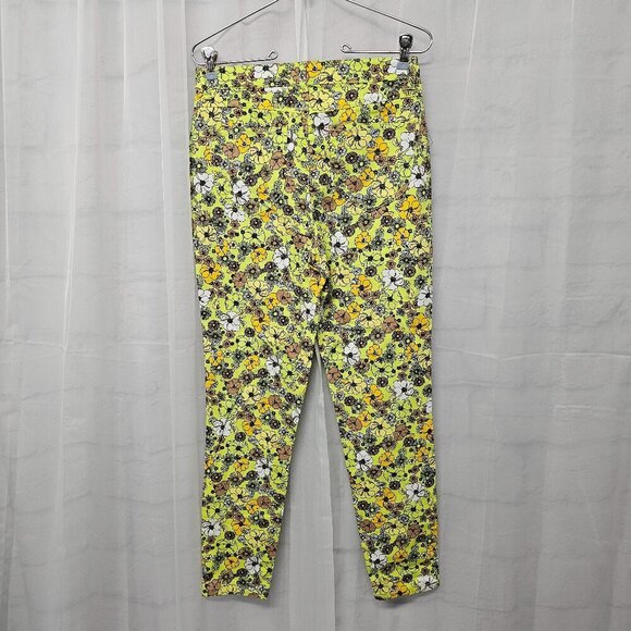 Modcloth Green Orange Floral Straight Leg Jeans Groovy Retro 6 - Picture 7 of 12